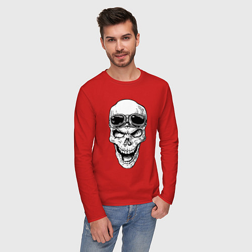 Мужской лонгслив Skull and glasses / Красный – фото 3