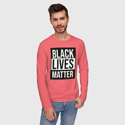 Лонгслив хлопковый мужской BLACK LIVES MATTER, цвет: коралловый — фото 2