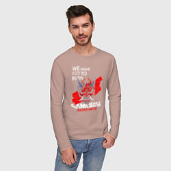 Лонгслив хлопковый мужской WELCOME TO NIGHT CITY, цвет: пыльно-розовый — фото 2