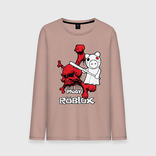 Мужской лонгслив Свинка Пигги из Roblox / Пыльно-розовый – фото 1