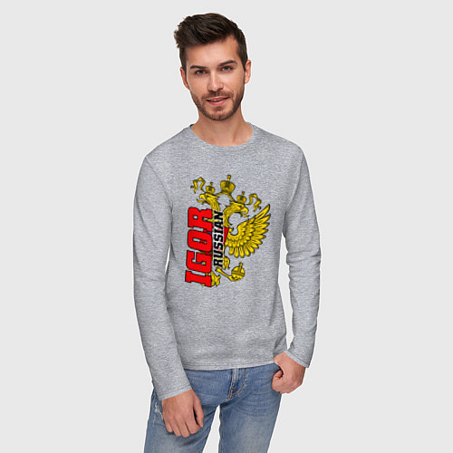 Мужской лонгслив Игорь / Меланж – фото 3