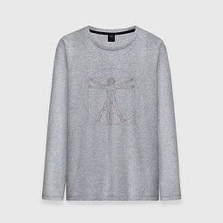 Лонгслив хлопковый мужской Витрувианский человек, цвет: меланж