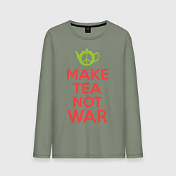 Лонгслив хлопковый мужской Make tea not war, цвет: авокадо