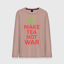 Лонгслив хлопковый мужской Make tea not war, цвет: пыльно-розовый