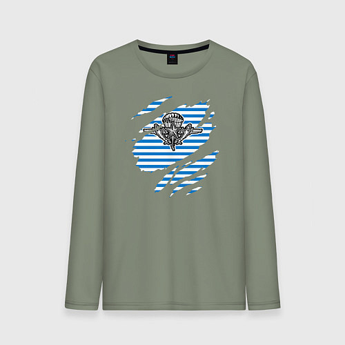 Мужской лонгслив Рваная тельняшка / Авокадо – фото 1