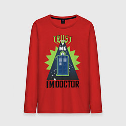Лонгслив хлопковый мужской Trust me, i'm doctor who, цвет: красный