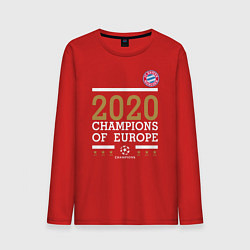 Лонгслив хлопковый мужской FC Bayern Munchen Champions of Europe 2020, цвет: красный
