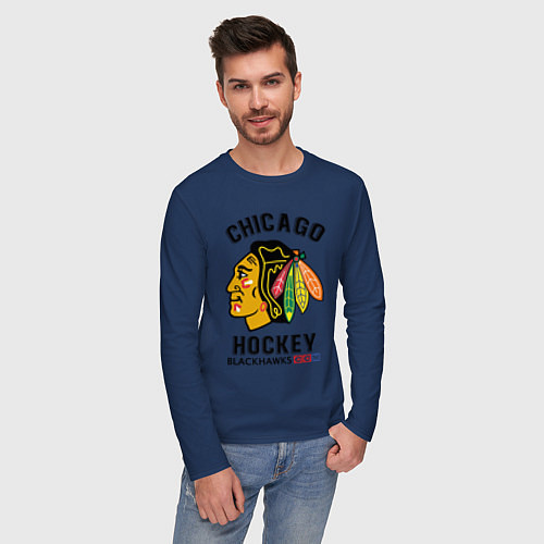 Мужской лонгслив CHICAGO BLACKHAWKS NHL / Тёмно-синий – фото 3