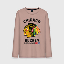 Лонгслив хлопковый мужской CHICAGO BLACKHAWKS NHL, цвет: пыльно-розовый