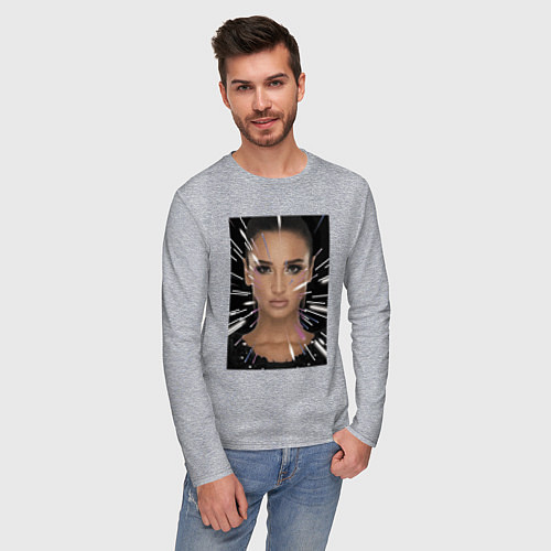 Мужской лонгслив Ольга Бузова - знаменитость / Меланж – фото 3