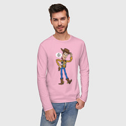 Лонгслив хлопковый мужской Woody, цвет: светло-розовый — фото 2