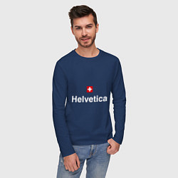 Лонгслив хлопковый мужской Helvetica Type, цвет: тёмно-синий — фото 2