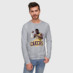 Лонгслив хлопковый мужской LeBron - Lakers, цвет: меланж — фото 2