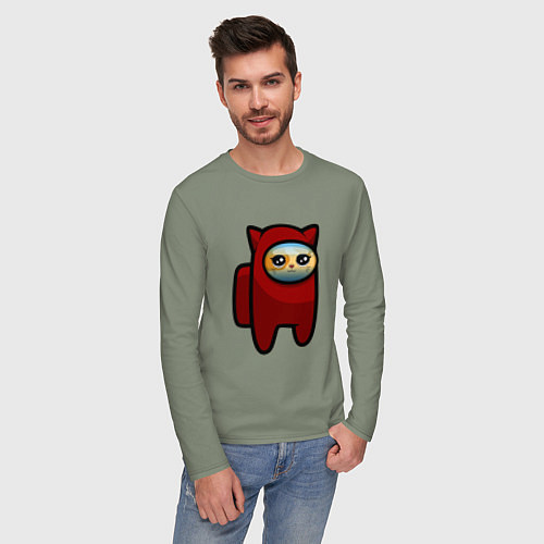 Мужской лонгслив Among us Cat / Авокадо – фото 3