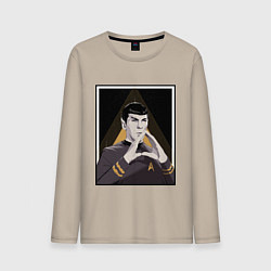 Лонгслив хлопковый мужской Spock Z цвета миндальный — фото 1