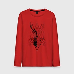 Лонгслив хлопковый мужской Polygonal deer, цвет: красный