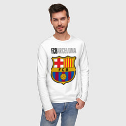 Лонгслив хлопковый мужской Barcelona FC, цвет: белый — фото 2