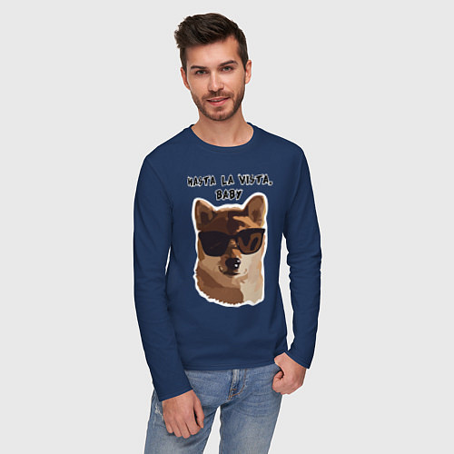 Мужской лонгслив Собакен Арни / Тёмно-синий – фото 3