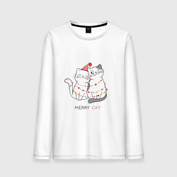 Лонгслив хлопковый мужской Merry Cat, цвет: белый