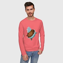 Лонгслив хлопковый мужской Капкейк, цвет: коралловый — фото 2