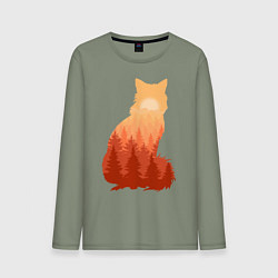 Лонгслив хлопковый мужской Лиса, цвет: авокадо