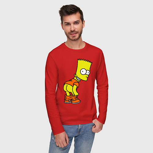 Мужской лонгслив Задница Барта / Красный – фото 3