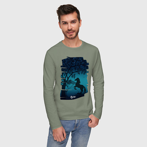 Мужской лонгслив Конь / Авокадо – фото 3