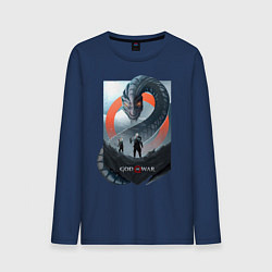 Лонгслив хлопковый мужской Кратос и Атрей, цвет: тёмно-синий
