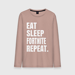 Лонгслив хлопковый мужской EAT SLEEP FORTNITE REPEAT, цвет: пыльно-розовый