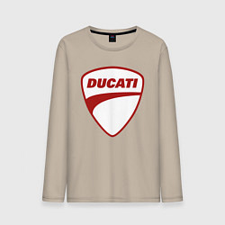 Лонгслив хлопковый мужской Ducati Logo Дукати Лого Z, цвет: миндальный
