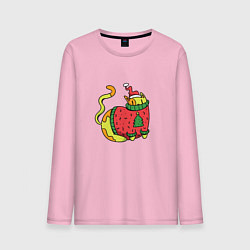 Лонгслив хлопковый мужской Котик в свитере, цвет: светло-розовый