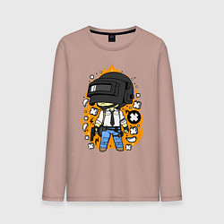 Лонгслив хлопковый мужской PUBG, цвет: пыльно-розовый