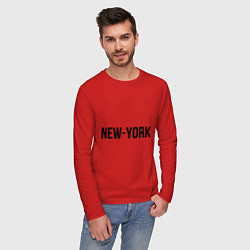Лонгслив хлопковый мужской New-York, цвет: красный — фото 2