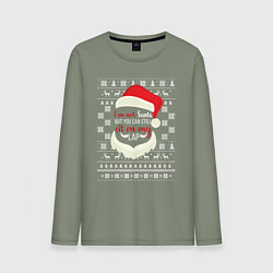 Лонгслив хлопковый мужской Im not Santa, цвет: авокадо