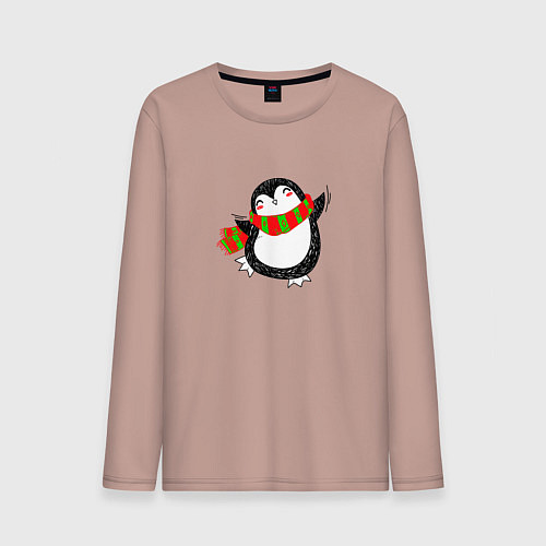 Мужской лонгслив ПИНГВИНЁНОК парная / Пыльно-розовый – фото 1