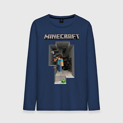 Лонгслив хлопковый мужской Minecraft, цвет: тёмно-синий