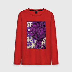 Лонгслив хлопковый мужской Evangelion Eva-01, цвет: красный