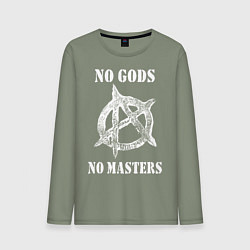 Лонгслив хлопковый мужской NO GODS NO MASTERS, цвет: авокадо