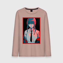 Лонгслив хлопковый мужской Макима человек бензопила Red, цвет: пыльно-розовый