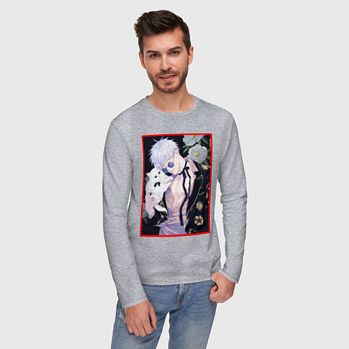 Мужской лонгслив Сатору гото С кошечкой / Меланж – фото 3