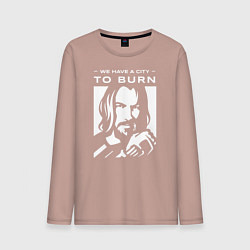 Лонгслив хлопковый мужской WE HAVE A CITY TO BURN, цвет: пыльно-розовый