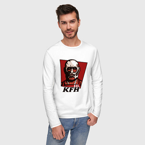 Мужской лонгслив KFH - Kentucky Fried Human / Белый – фото 3