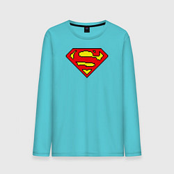 Лонгслив хлопковый мужской Superman 8 bit цвета бирюзовый — фото 1