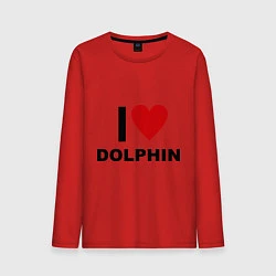 Лонгслив хлопковый мужской I love Dolphin, цвет: красный