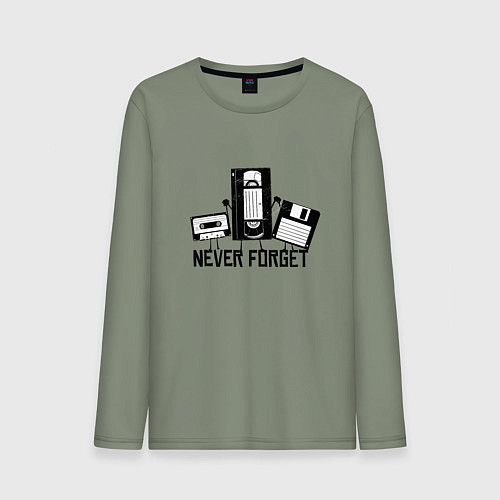 Мужской лонгслив Never Forget Эпоха VHS / Авокадо – фото 1