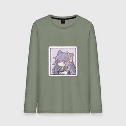 Лонгслив хлопковый мужской Кэ Цин, цвет: авокадо