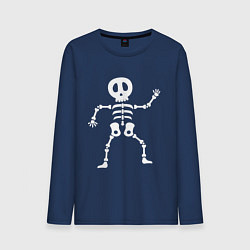 Лонгслив хлопковый мужской Мультяшный скелет, цвет: тёмно-синий