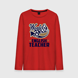 Лонгслив хлопковый мужской Worlds best English Teacher, цвет: красный