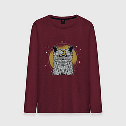 Лонгслив хлопковый мужской Лунный котик, цвет: меланж-бордовый