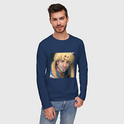 Лонгслив хлопковый мужской Сейлор Мун, цвет: тёмно-синий — фото 2